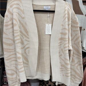 Mud Pie Cream and Tan Zebra Cardigan